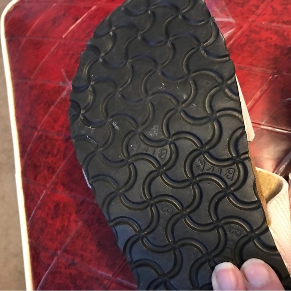 Birkenstock Birki's Sydney Double Strap Sandals PINK and White Pin Stripped - Picture 5 of 9